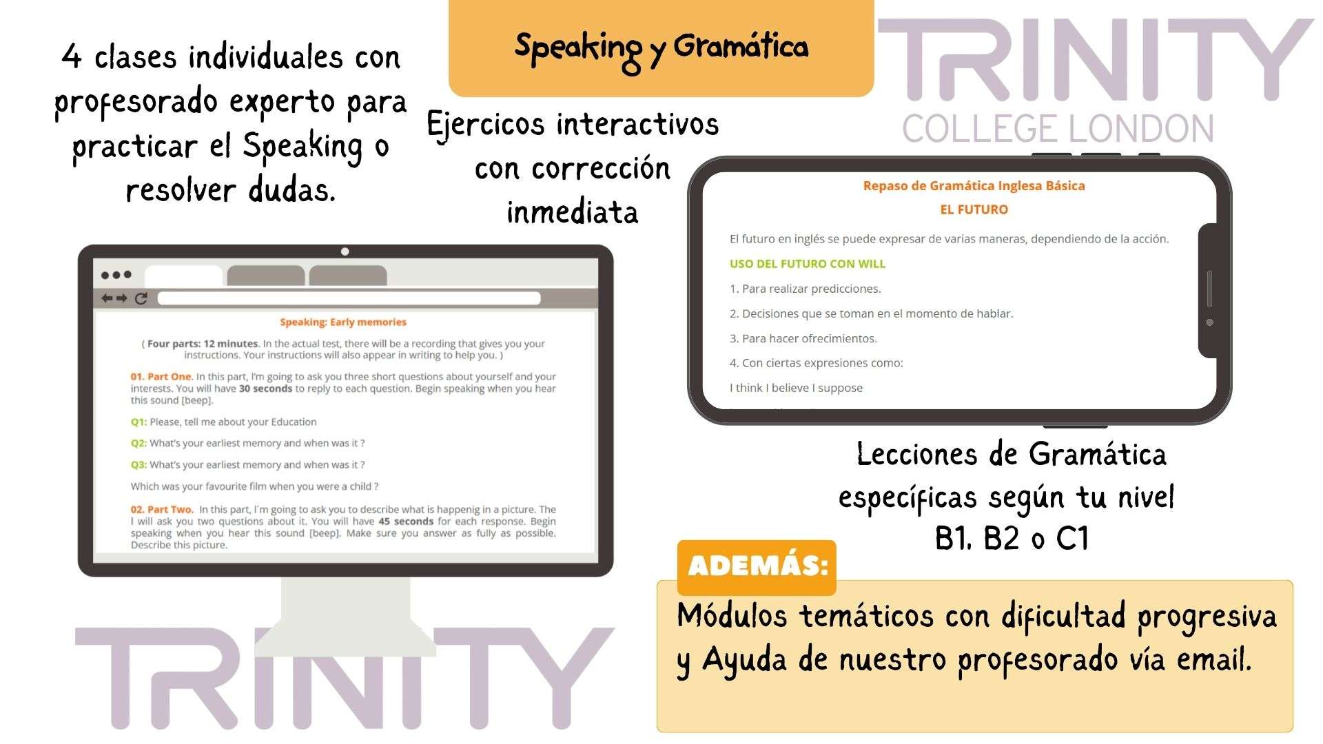 TRINITY online Curso ingles B1, B2, C1 BlaBlaCompany Granada.3 curso online b1 Aptis a tu ritmo, plataforma de ejercicios